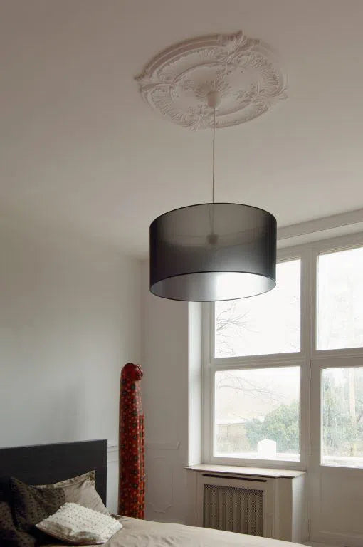 LAURA (R24) ARSTYL Ceiling Rose with a modern black pendant light | DecorMania UK